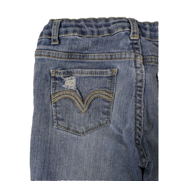 Levis 711 Skinny Girls Size 12 Adjustable Waist Light Wash Distressed Denim - Picture 9 of 11